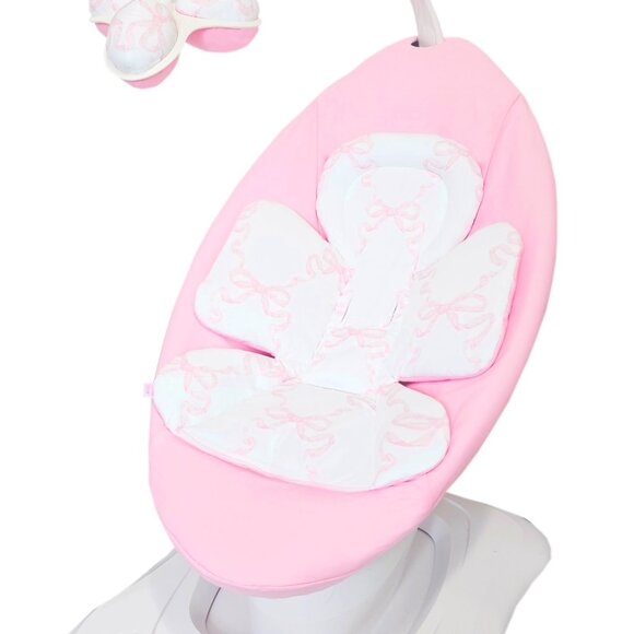 HANDMADE Insert With Cover for MamaRoo 4MOMS swing pink bow with matching balls - Picture 15 of 16